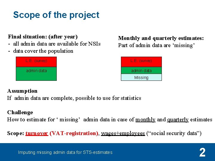 Scope of the project Final situation: (after year) - all admin data are available