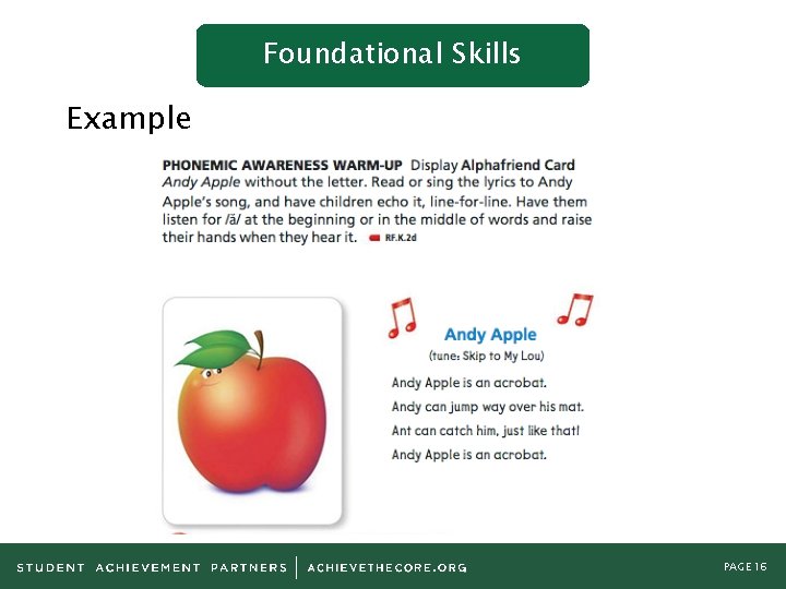 Foundational Skills Example PAGE 16 