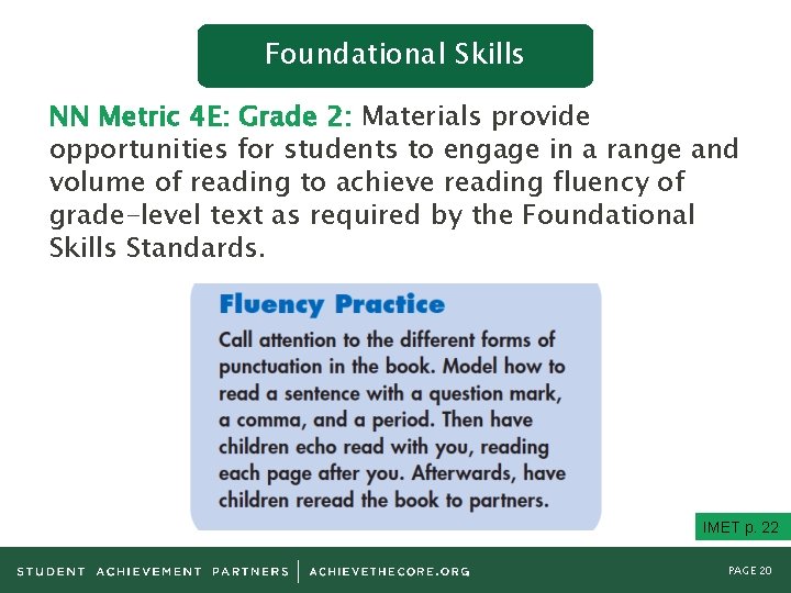 Foundational Skills NN Metric 4 E: Grade 2: Materials provide opportunities for students to