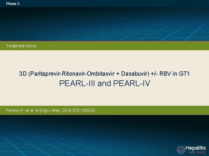 Phase 3 Treatment Naïve 3 D (Paritaprevir-Ritonavir-Ombitasvir + Dasabuvir) +/- RBV in GT 1