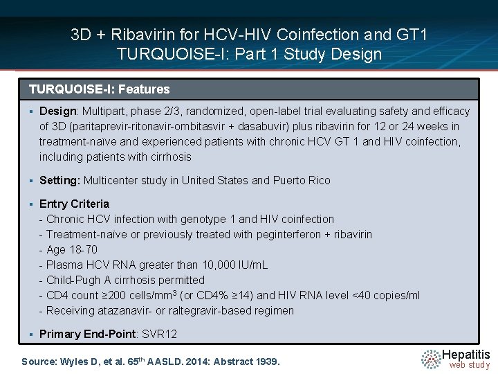 3 D + Ribavirin for HCV-HIV Coinfection and GT 1 TURQUOISE-I: Part 1 Study