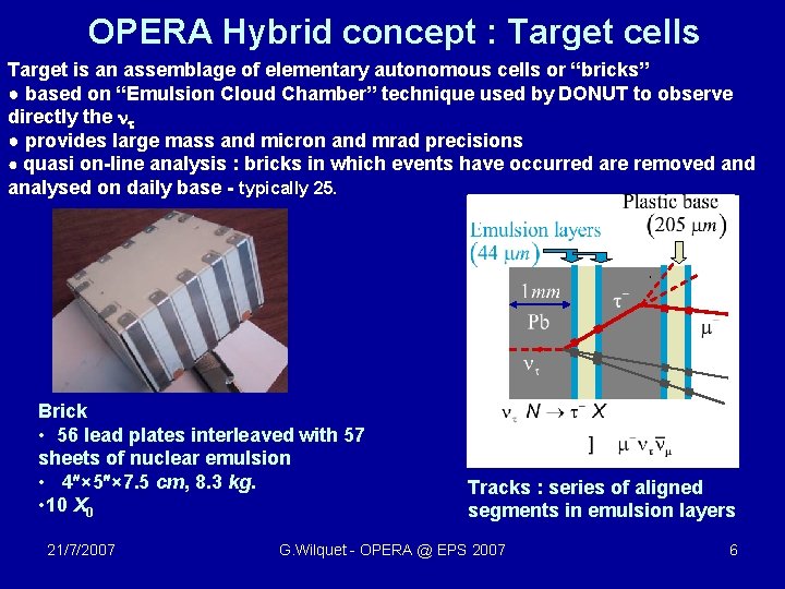 OPERA Hybrid concept : Target cells Target is an assemblage of elementary autonomous cells