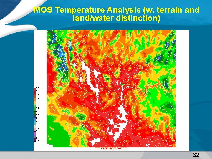 MOS Temperature Analysis (w. terrain and land/water distinction) 32 