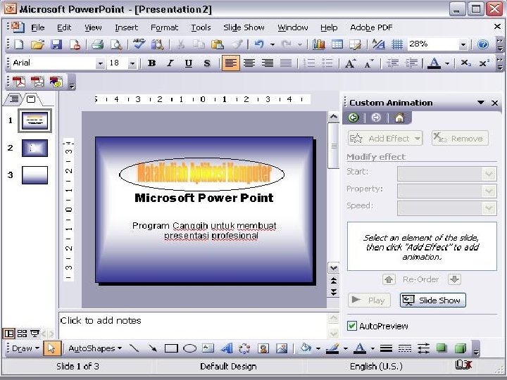 Memasukan Gambar I. Wordart 1. Pilih slide yang akan ditempelkan Wordart 2. Pilih Icon