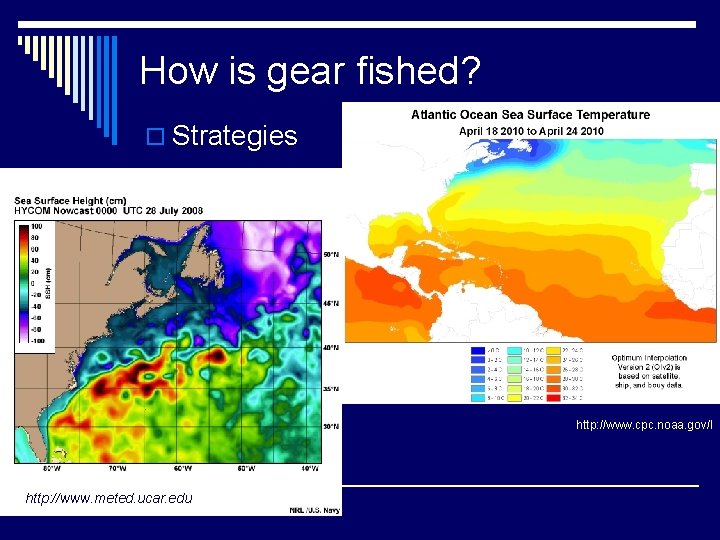 How is gear fished? o Strategies http: //www. cpc. noaa. gov/l http: //www. meted.