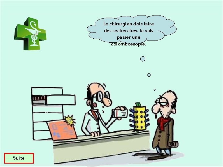 Le chirurgien dois faire des recherches. Je vais passer une colomboscopie. Suite 