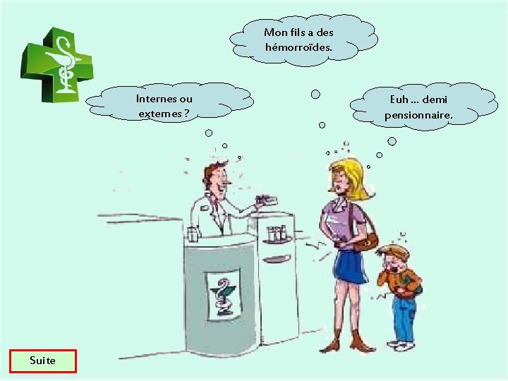Mon fils a des hémorroïdes. Internes ou externes ? Suite Euh … demi pensionnaire.