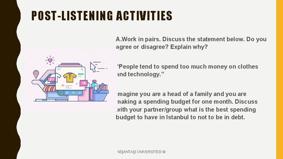 POST-LISTENING ACTIVITIES A. Work in pairs. Discuss the statement below. Do you agree or