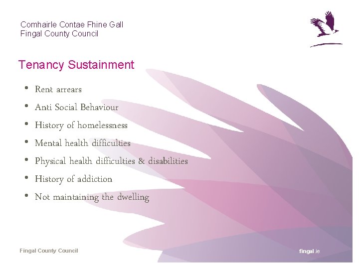 Comhairle Contae Fhine Gall Fingal County Council Tenancy Sustainment • • Rent arrears Anti