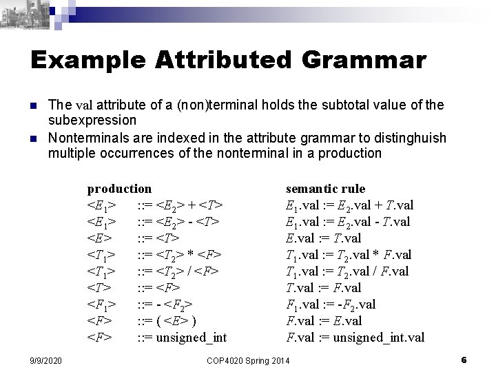 COP 4020 Programming Languages Semantics Prof Xin Yuan