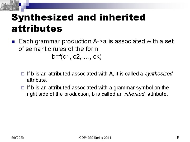 COP 4020 Programming Languages Semantics Prof Xin Yuan