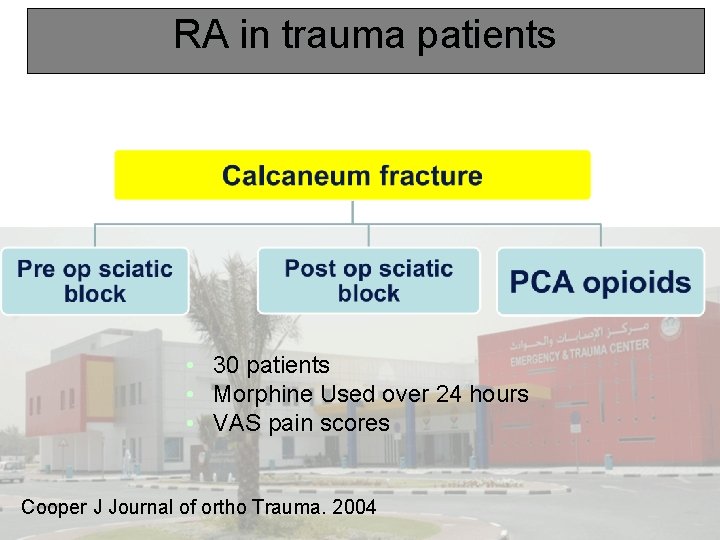RA in trauma patients • 30 patients • Morphine Used over 24 hours •
