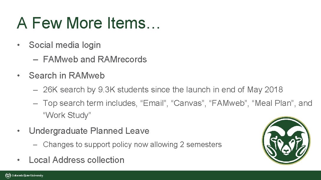 A Few More Items… • Social media login – FAMweb and RAMrecords • Search A Few More Items… • Social media login – FAMweb and RAMrecords • Search