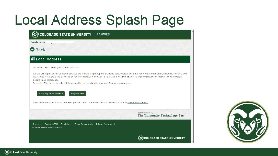 Local Address Splash Page Local Address Splash Page