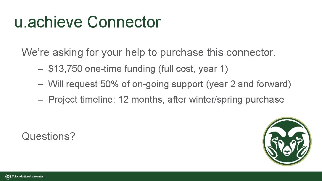 u. achieve Connector We’re asking for your help to purchase this connector. – $13, u. achieve Connector We’re asking for your help to purchase this connector. – $13,