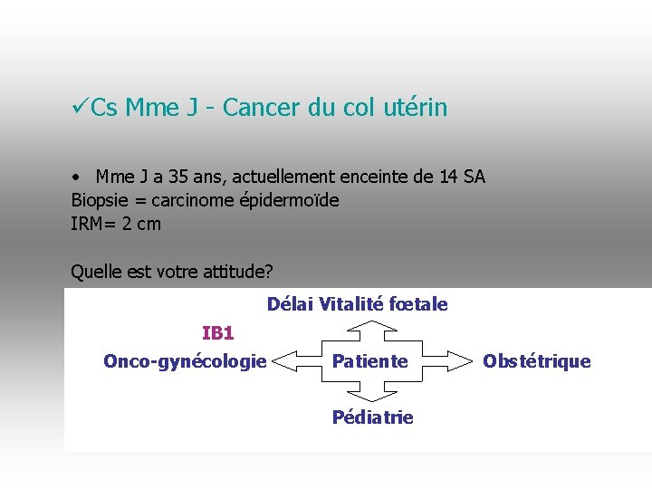 üCs Mme J - Cancer du col utérin • Mme J a 35 ans,