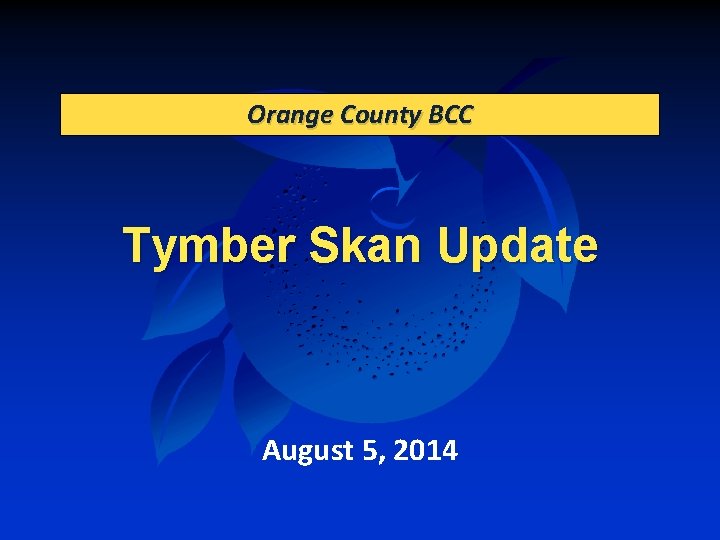 Orange County BCC Tymber Skan Update August 5, 2014 