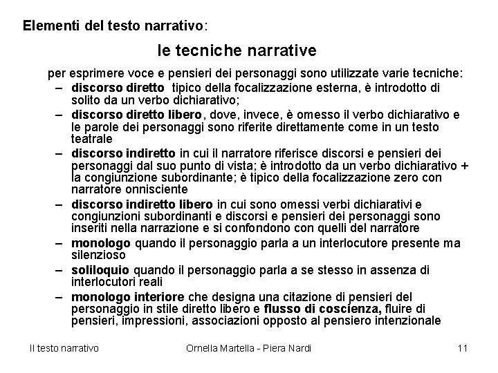 Elementi del testo narrativo: le tecniche narrative per esprimere voce e pensieri dei personaggi