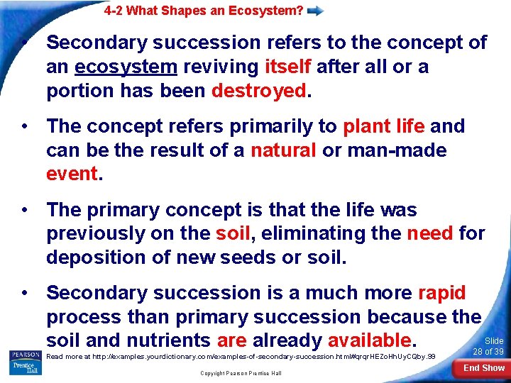 4 -2 What Shapes an Ecosystem? • Secondary succession refers to the concept of
