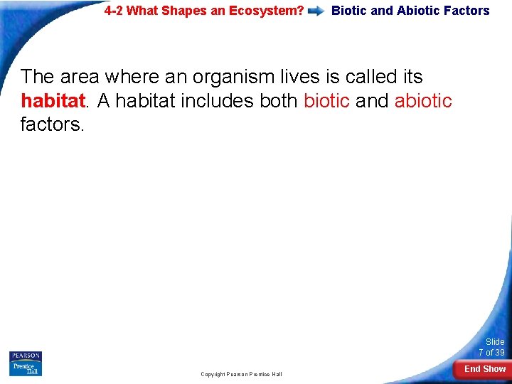 4 -2 What Shapes an Ecosystem? Biotic and Abiotic Factors The area where an