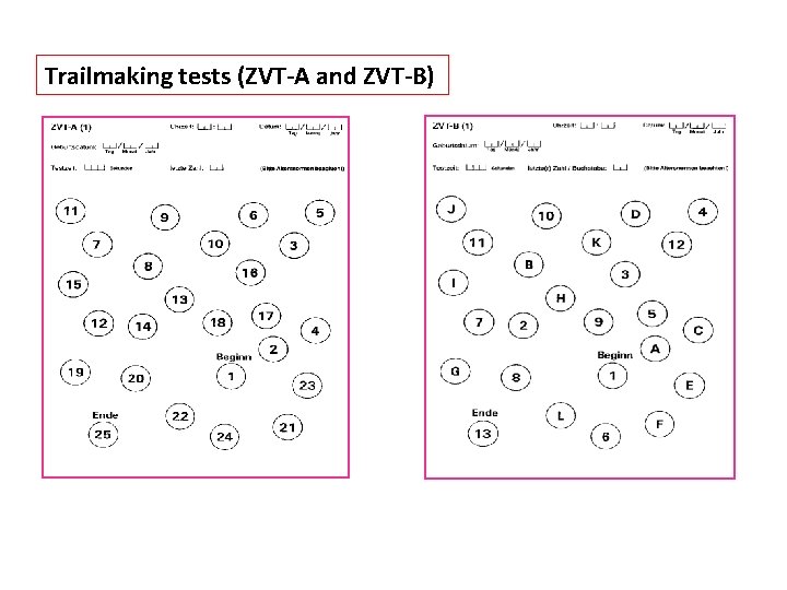 Trailmaking tests (ZVT-A and ZVT-B) 