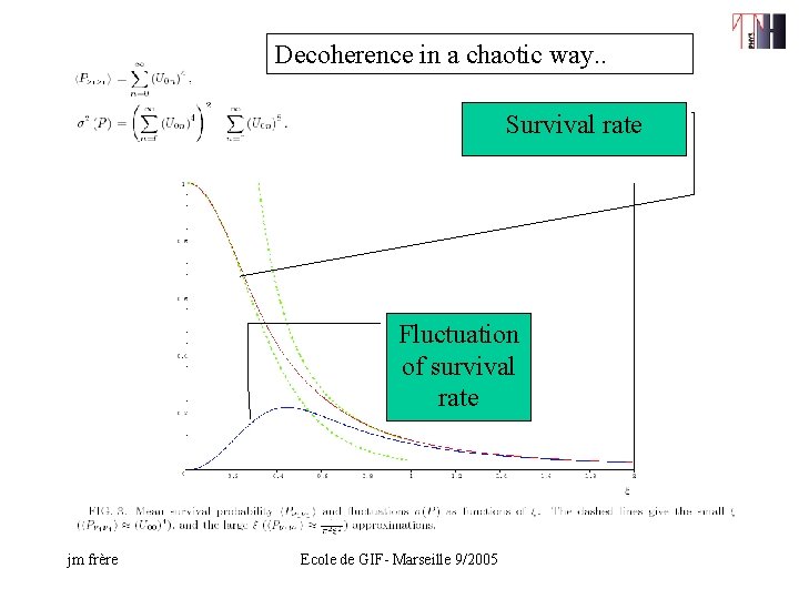 Decoherence in a chaotic way. . Survival rate Fluctuation of survival rate jm frère