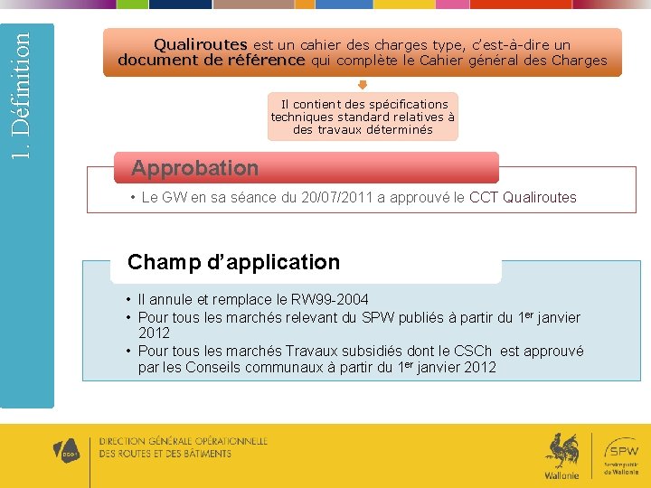 1. Définition Qualiroutes est un cahier des charges type, c’est-à-dire un document de référence 1. Définition Qualiroutes est un cahier des charges type, c’est-à-dire un document de référence