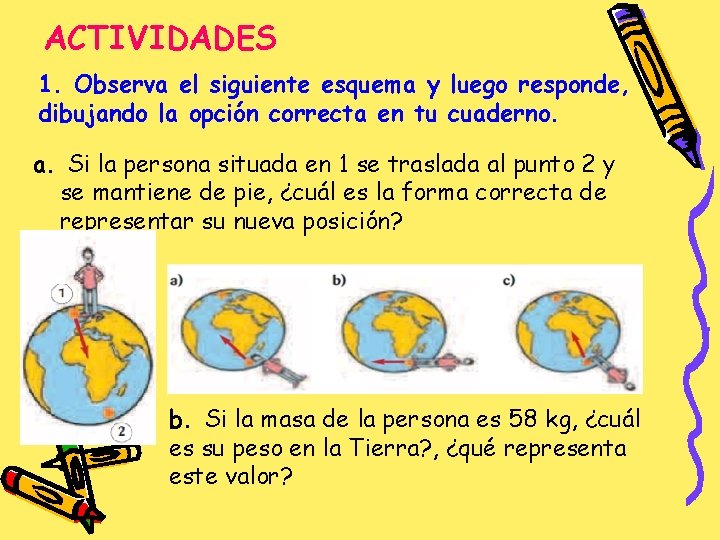 ACTIVIDADES 1. Observa el siguiente esquema y luego responde, dibujando la opción correcta en