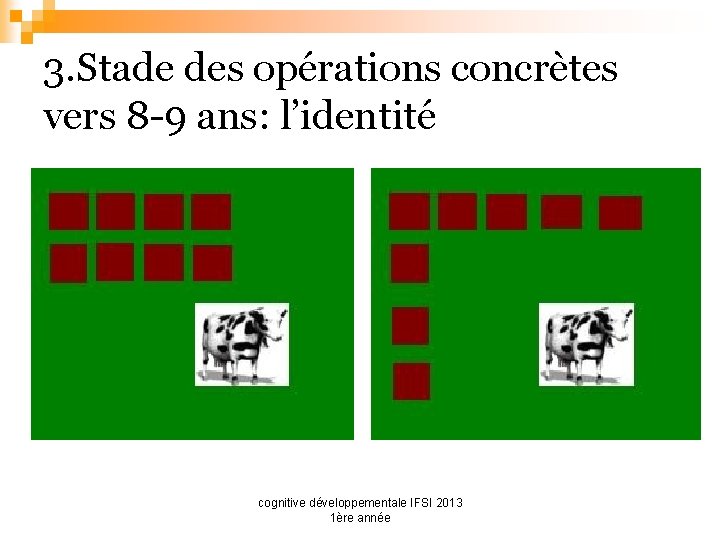 3. Stade des opérations concrètes vers 8 -9 ans: l’identité cognitive développementale IFSI 2013