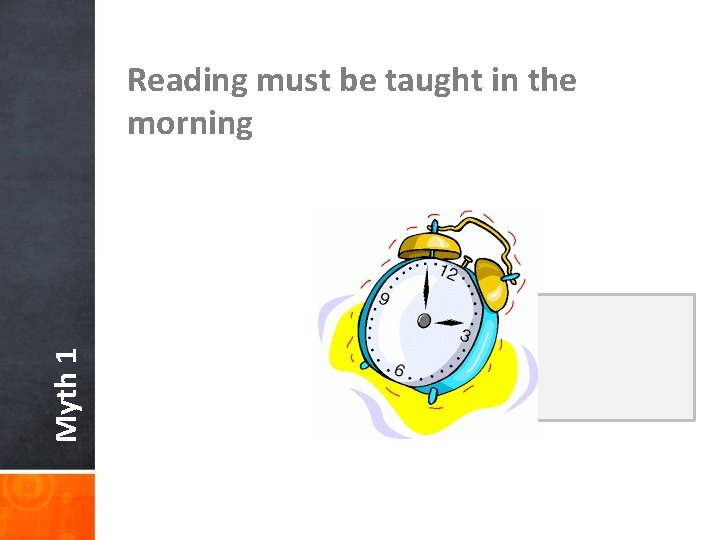 Myth 1 Reading must be taught in the morning 