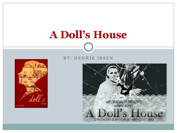A Doll’s House BY: HENRIK IBSEN 