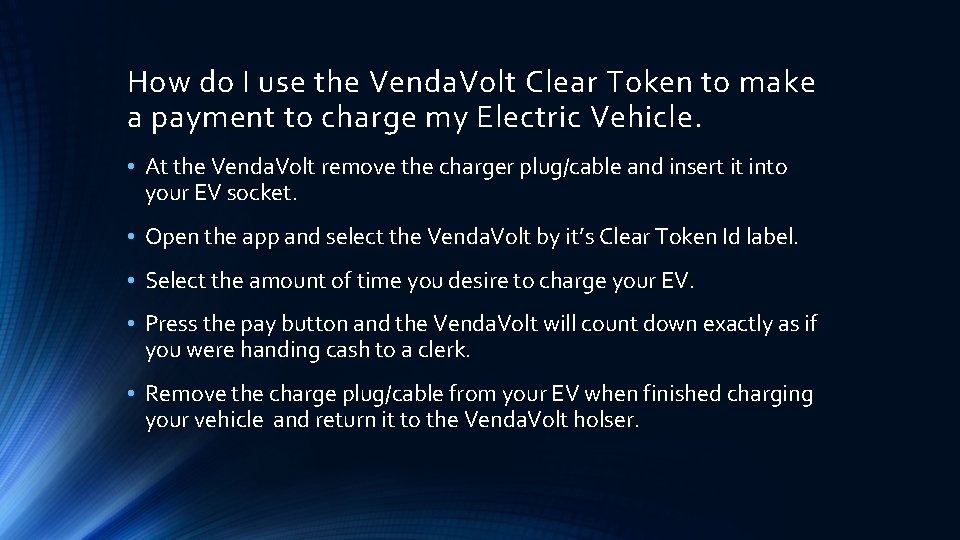 How do I use the Venda. Volt Clear Token to make a payment to