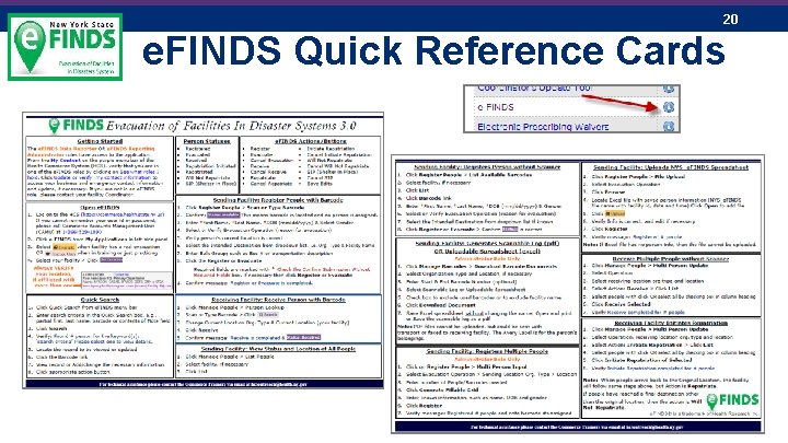 20 e. FINDS Quick Reference Cards 