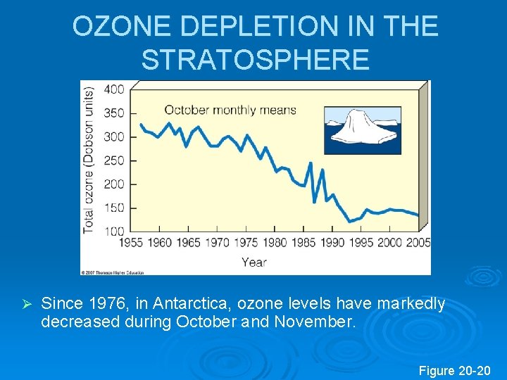 OZONE DEPLETION IN THE STRATOSPHERE Ø Since 1976, in Antarctica, ozone levels have markedly OZONE DEPLETION IN THE STRATOSPHERE Ø Since 1976, in Antarctica, ozone levels have markedly