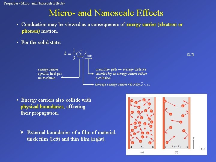 Properties (Micro- and Nanoscale Effects) Micro- and Nanoscale Effects • Conduction may be viewed