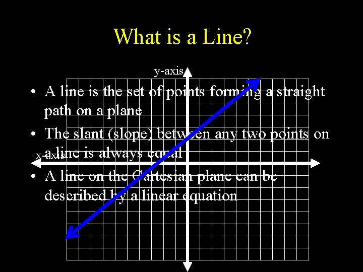 What is a Line? y-axis • A line is the set of points forming