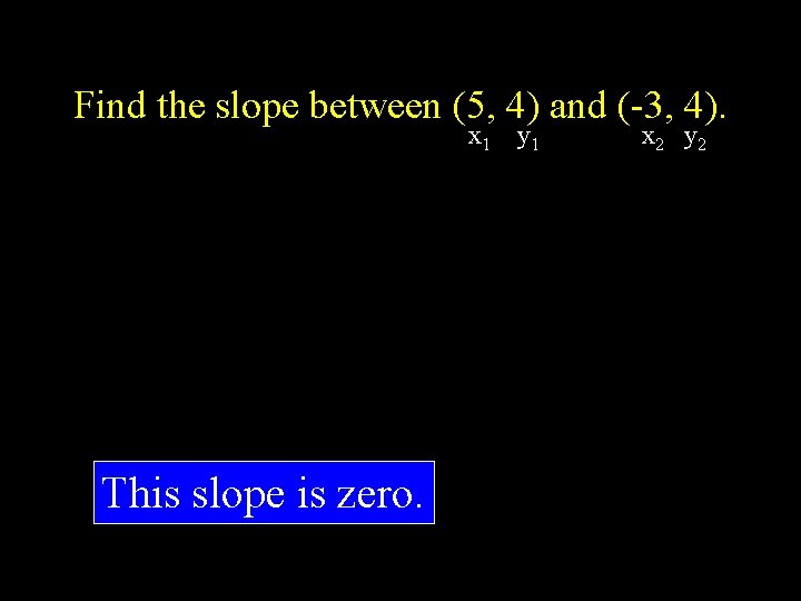 Find the slope between (5, 4) and (-3, 4). x 1 y 1 This