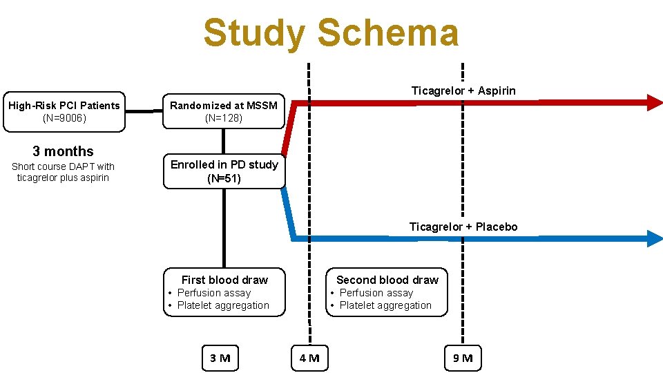 Study Schema Ticagrelor + Aspirin High-Risk PCI Patients (N=9006) 3 months Short course DAPT