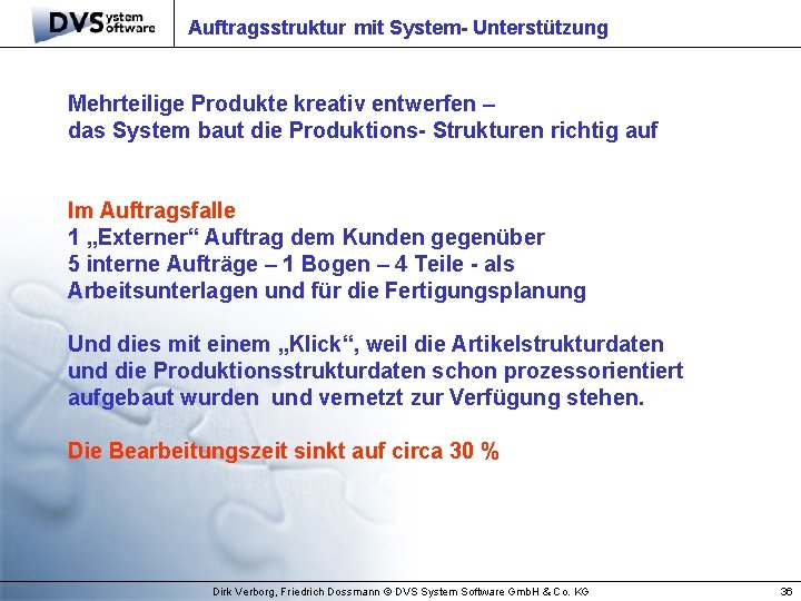 Auftragsstruktur mit System- Unterstützung Mehrteilige Produkte kreativ entwerfen – das System baut die Produktions-