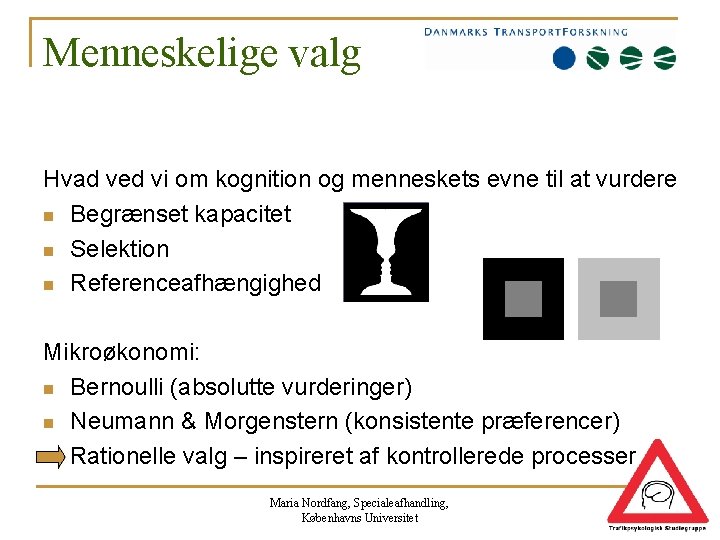 Menneskelige valg Hvad ved vi om kognition og menneskets evne til at vurdere n