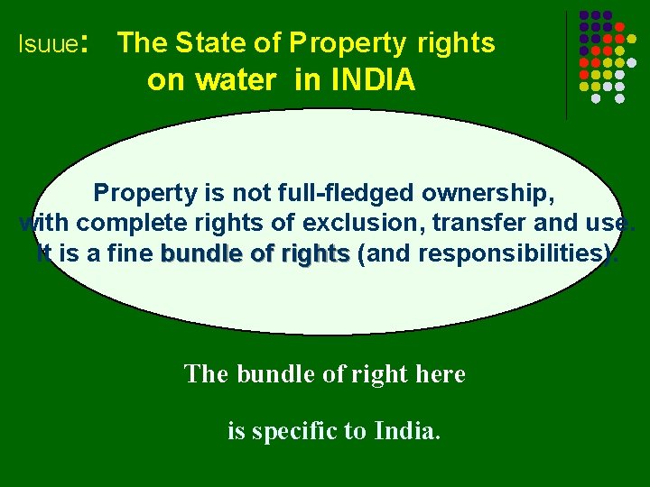 Isuue: The State of Property rights on water in INDIA Property is not full-fledged