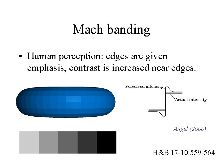 Mach banding • Human perception: edges are given emphasis, contrast is increased near edges.