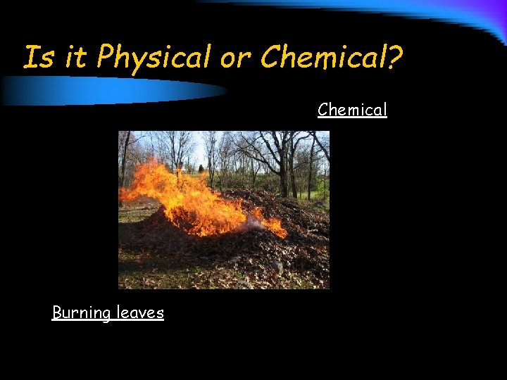 Is it Physical or Chemical? Chemical Burning leaves 