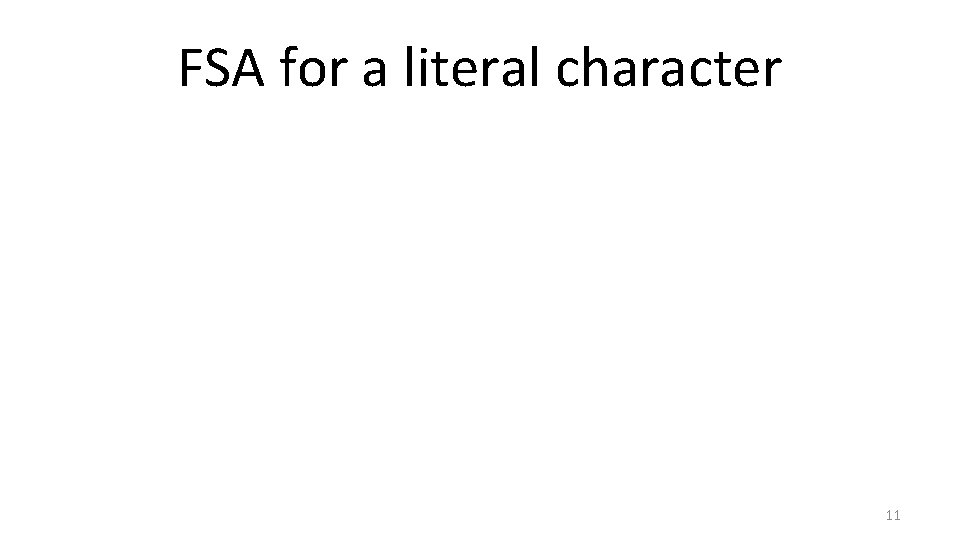 FSA for a literal character 11 