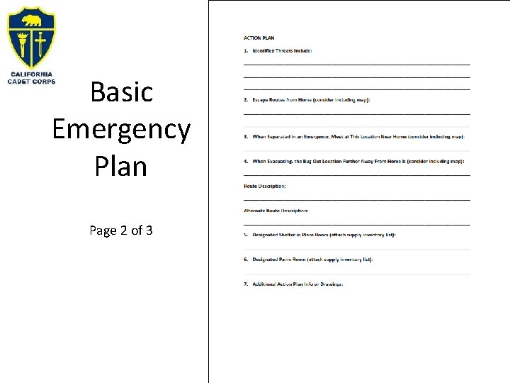 Basic Emergency Plan Page 2 of 3 