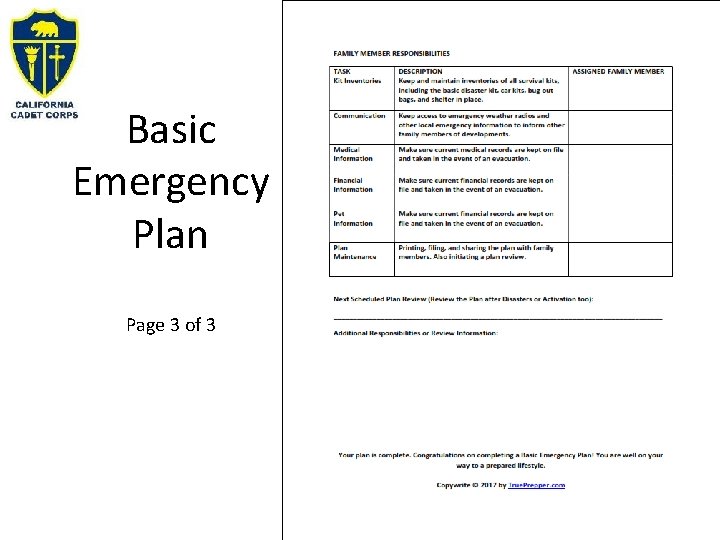 Basic Emergency Plan Page 3 of 3 