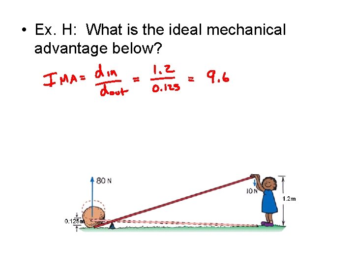  • Ex. H: What is the ideal mechanical advantage below? 