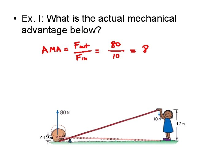  • Ex. I: What is the actual mechanical advantage below? 