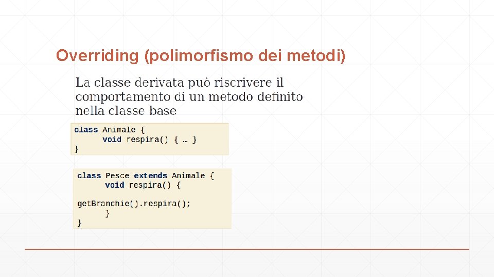 Overriding (polimorfismo dei metodi) 