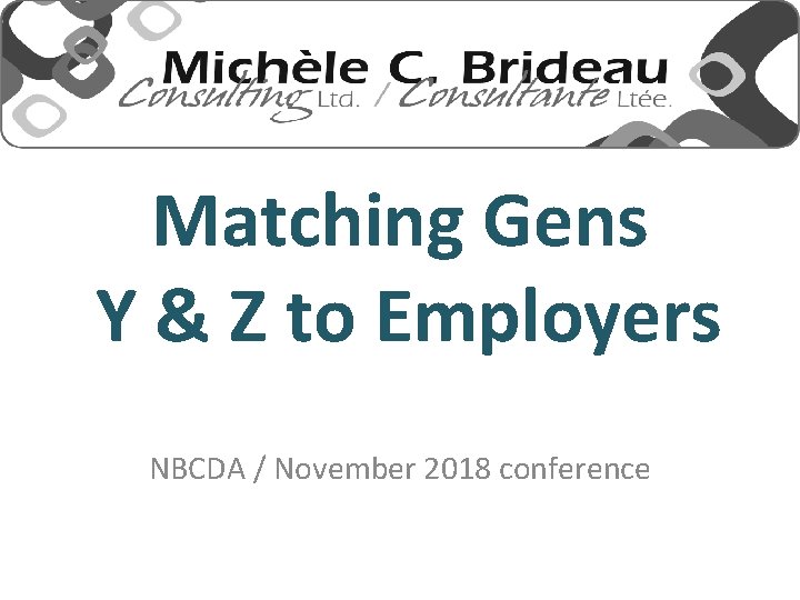 Matching Gens Y & Z to Employers NBCDA / November 2018 conference 